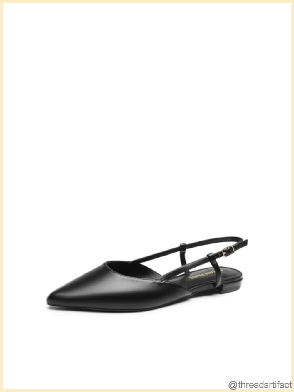 Women's Slingback Pointed Toe Ballet Flats Faux Leather Adjustable Strap